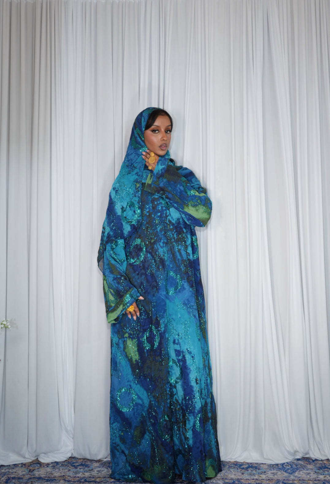 Turquoise - beaded abaya