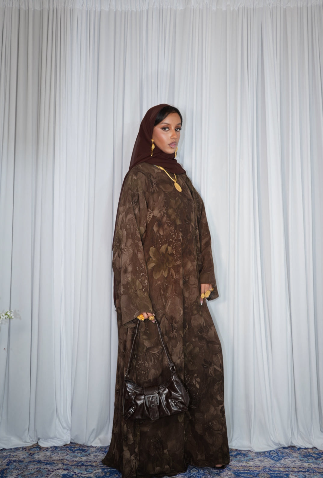 Closed brown - plain hijab