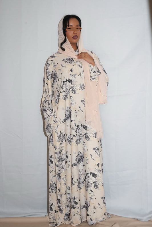 Ink flora - Closed Abaya